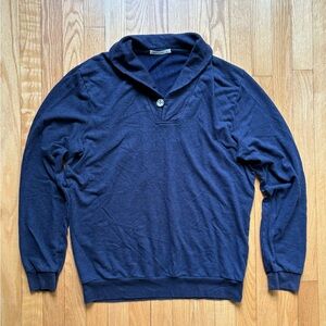Marine Layer Men’s 1/4 Button Shawl Sweater Pullover Medium Blue Solid